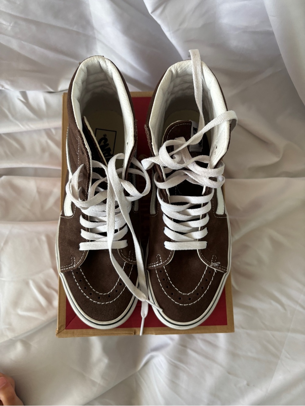 Vans Brown and White High-Top Suede Sneakers